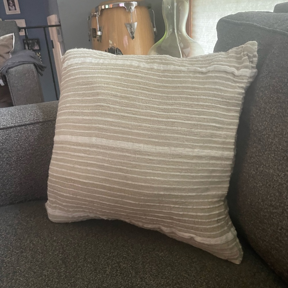 West elm beige stripes pillow cover